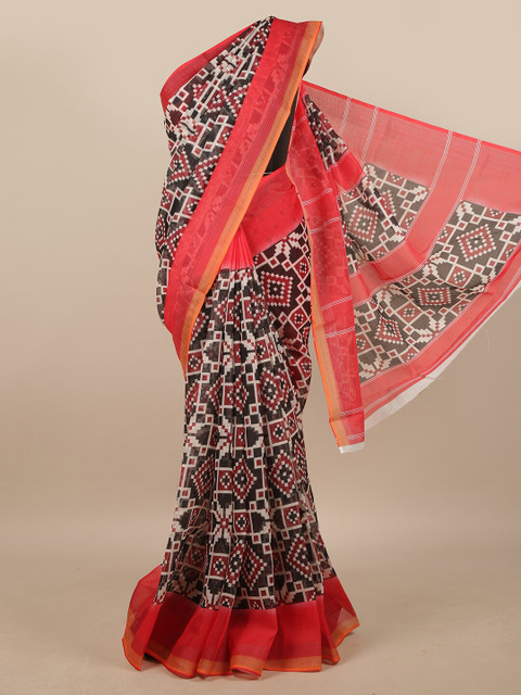 

Pothys Black & Red Linen Blend Saree