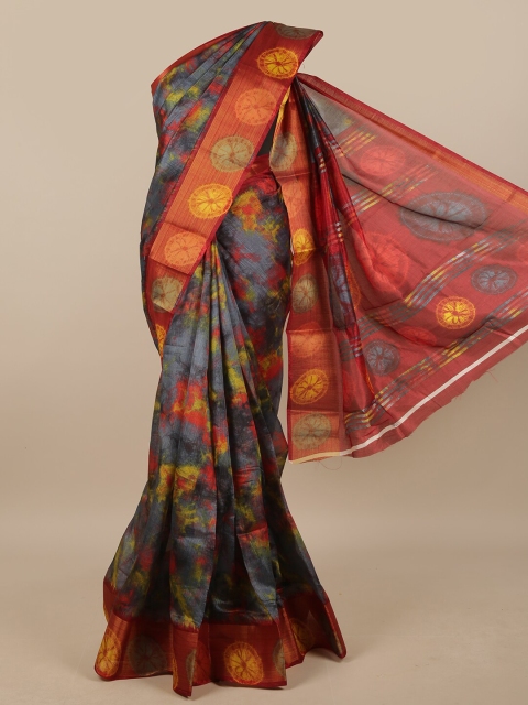 

Pothys Grey & Red Tie and Dye Saree