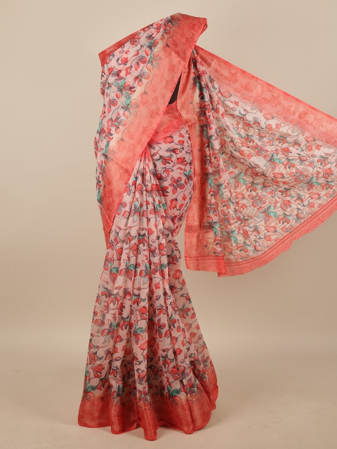 

Pothys Pink & Sea Green Floral Printed Saree