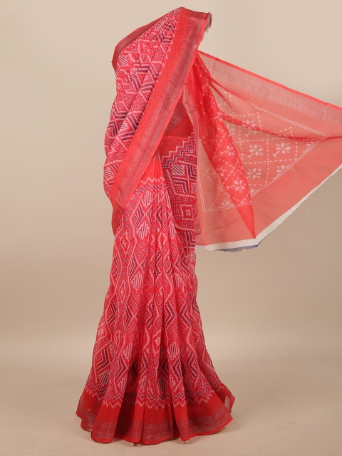 

Pothys Coral Geometric Printed Linen Blend Saree