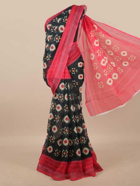 

Pothys Grey & Pink Floral Linen Blend Saree