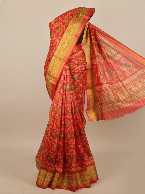

Pothys Red & Green Floral Saree