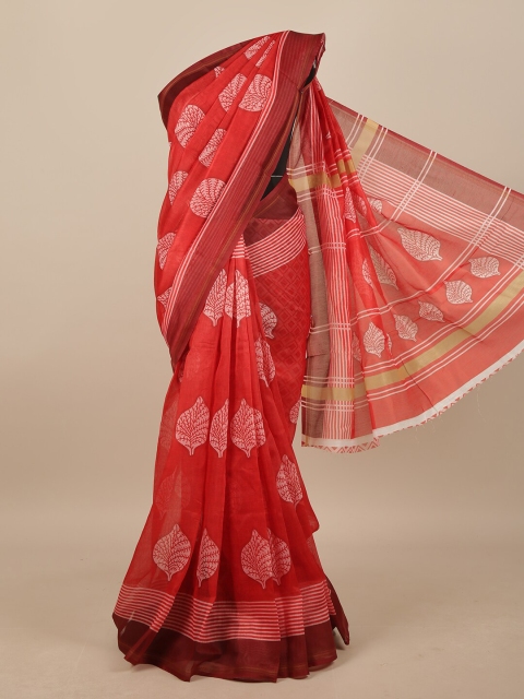 

Pothys Red & Brown Linen Blend Saree