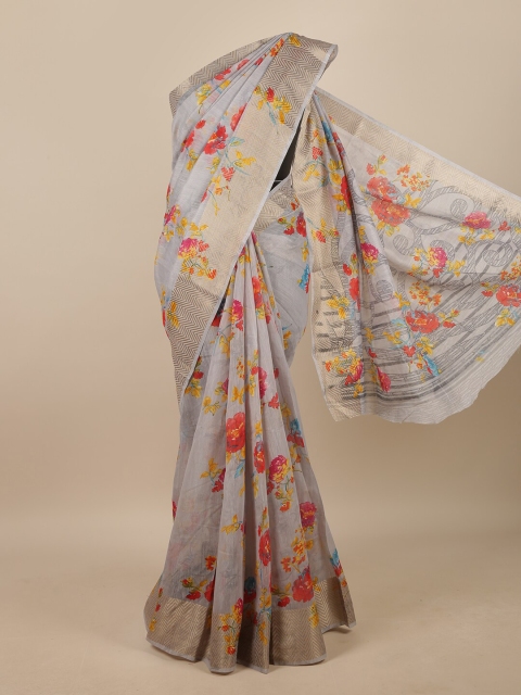 

Pothys Grey & Red Floral Saree