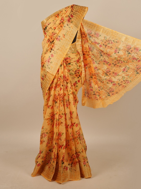 

Pothys Orange & Pink Floral Saree