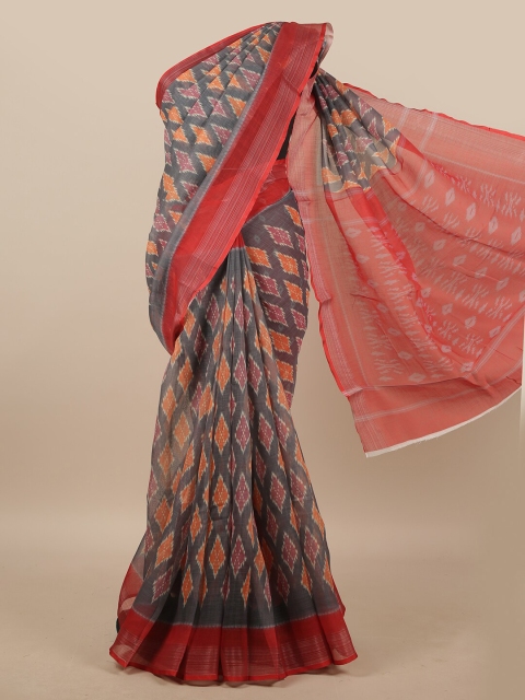 

Pothys Grey & Pink Linen Blend Saree