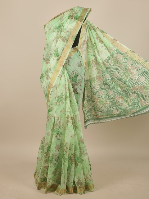 

Pothys Green & Gold-Coloured Floral Printed Saree