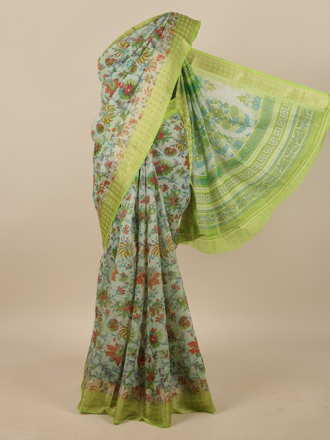 

Pothys Green & Red Floral Zari Saree