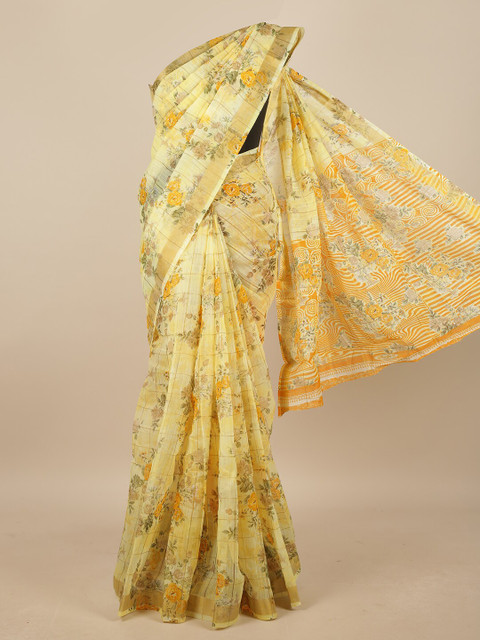

Pothys Yellow & Green Floral Saree