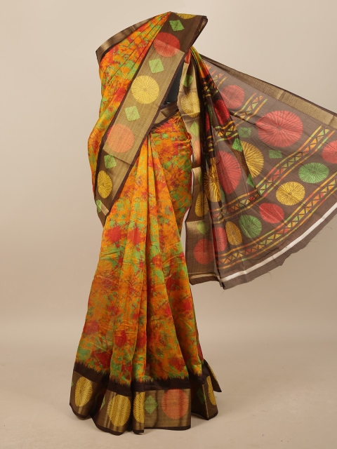 

Pothys Orange & Yellow Abstract Printed Saree