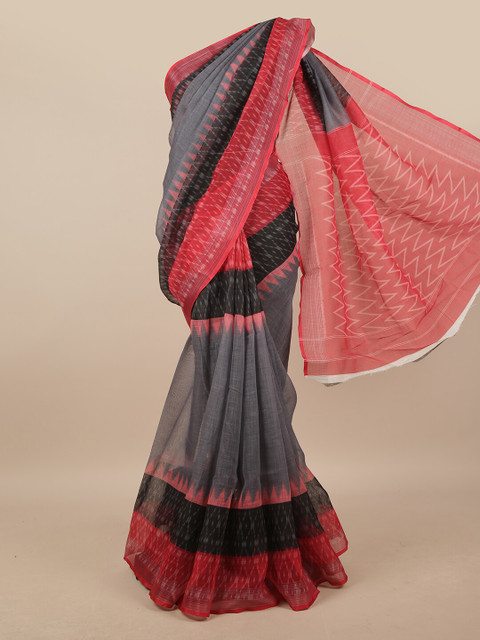 

Pothys Grey & Black Geometric Printed Linen Blend Saree