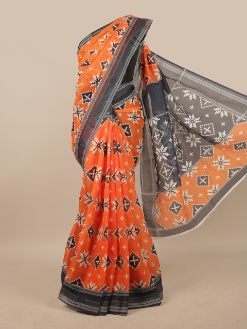 

Pothys Orange & Black Linen Blend Saree