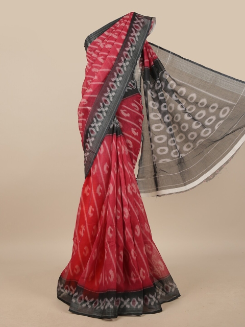 

Pothys Fuchsia & Black Linen Blend Saree