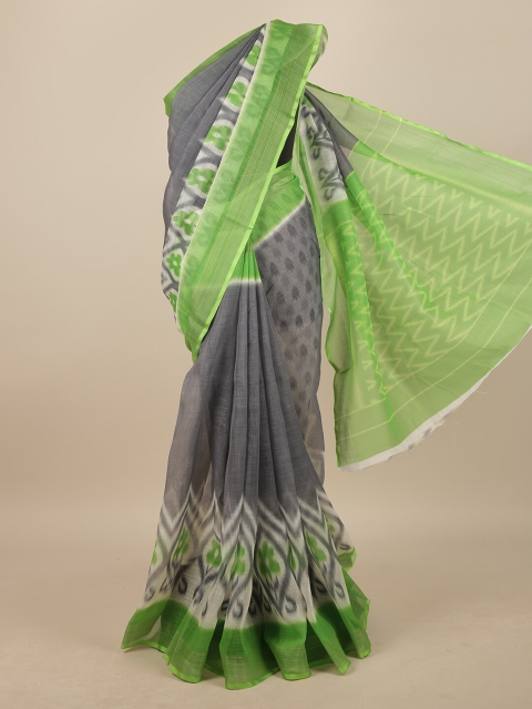 

Pothys Grey & Green Linen Blend Saree