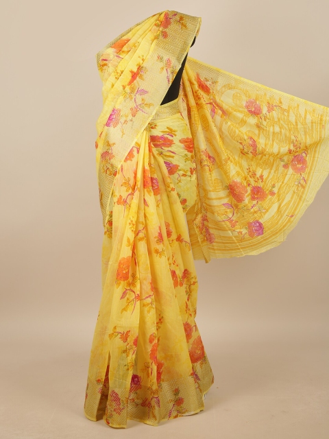 

Pothys Yellow & Orange Floral Saree