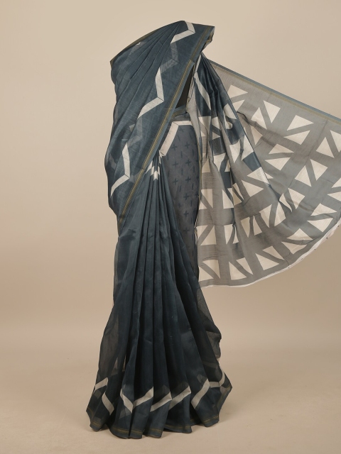 

Pothys Grey & White Linen Blend Saree