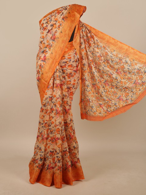 

Pothys Orange & Grey Floral Zari Saree