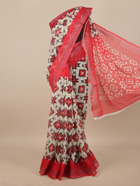 

Pothys Off White & Black Linen Blend Saree