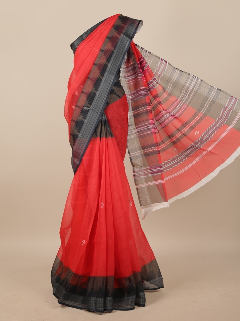 

Pothys Red & Black Woven Design Zari Linen Blend Saree