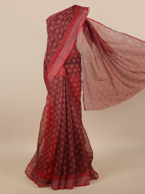 

Pothys Maroon Woven Design Linen Blend Saree
