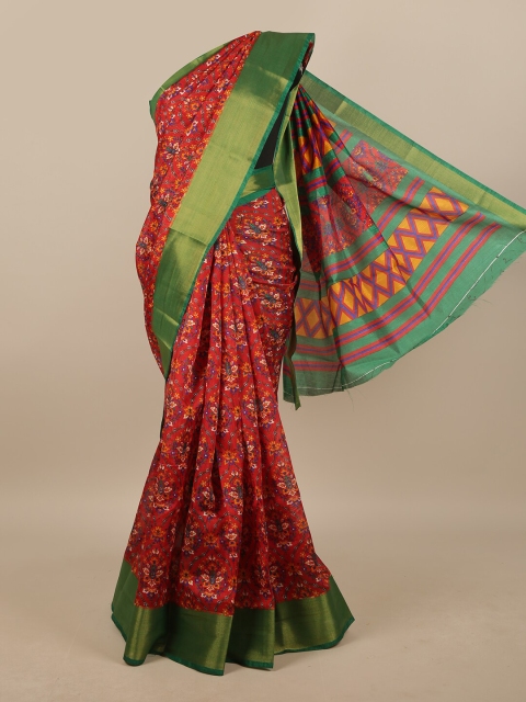 

Pothys Maroon & Green Ethnic Motifs Zari Saree