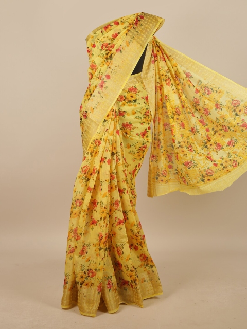 

Pothys Yellow & Green Floral Saree