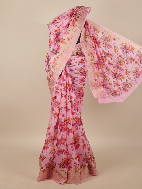 

Pothys Pink & Orange Floral Saree