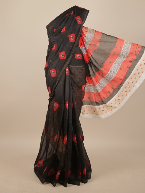 

Pothys Black & Red Linen Blend Saree