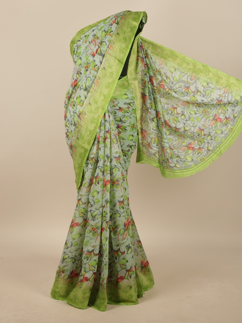 

Pothys Green & Orange Floral Saree