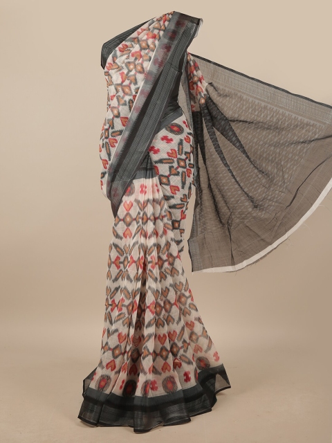 

Pothys Off White & Grey Linen Blend Saree