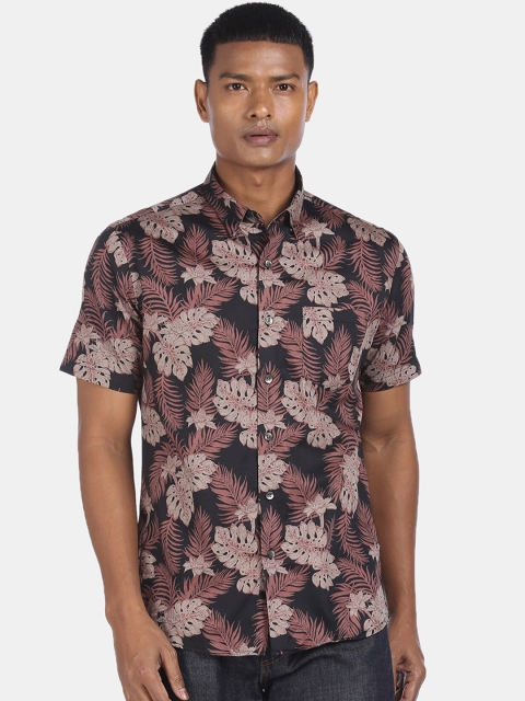 

Flying Machine Men Brown & Beige Floral Printed Opaque Pure Cotton Casual Shirt