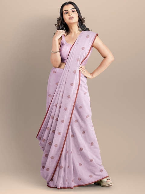 

BharatSthali Pink Woven Design Pure Cotton Taant Handloom Saree