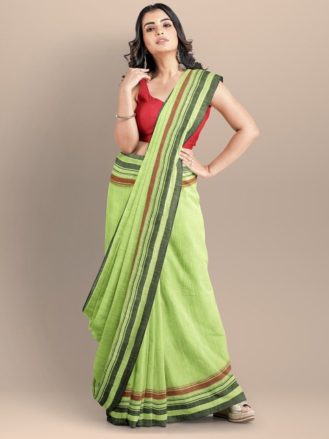 

BharatSthali Green & Red Pure Cotton Maheshwari Saree