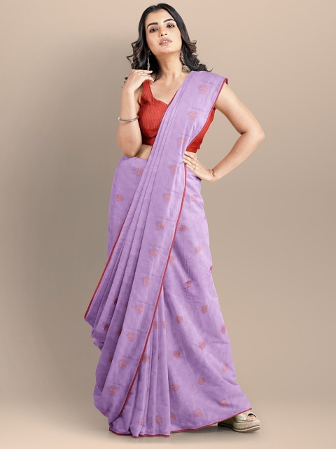 

BharatSthali Purple & Maroon Pure Cotton Taant Saree
