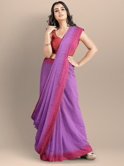 

BharatSthali Purple & Magenta Pure Cotton Maheshwari Saree