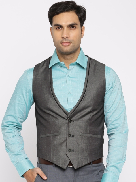 

V Dot Grey & Black Slim Fit Waistcoast