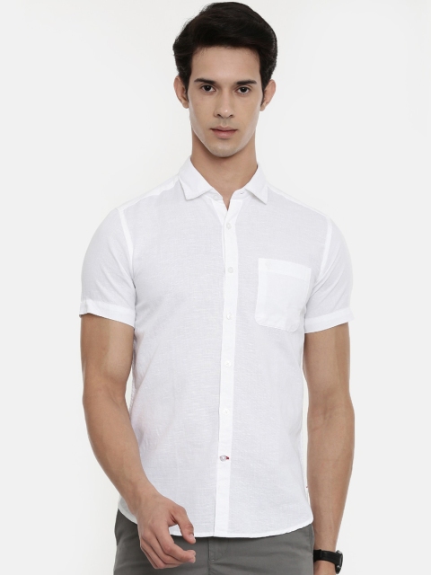 

Classic Polo Men White Slim Fit Opaque Cotton Casual Shirt