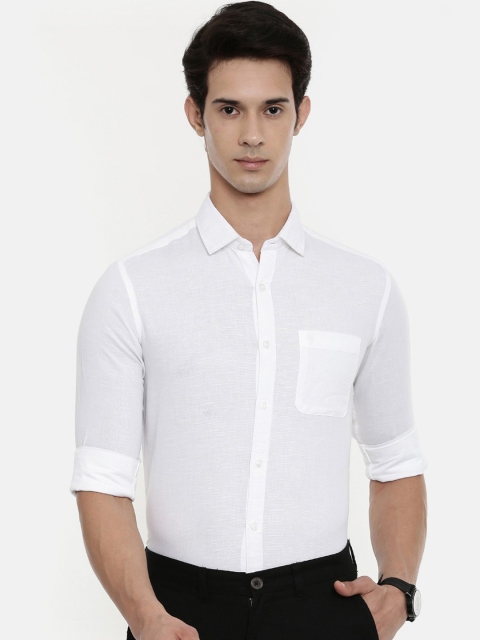 

Classic Polo Men White Slim Fit Opaque Cotton Formal Shirt