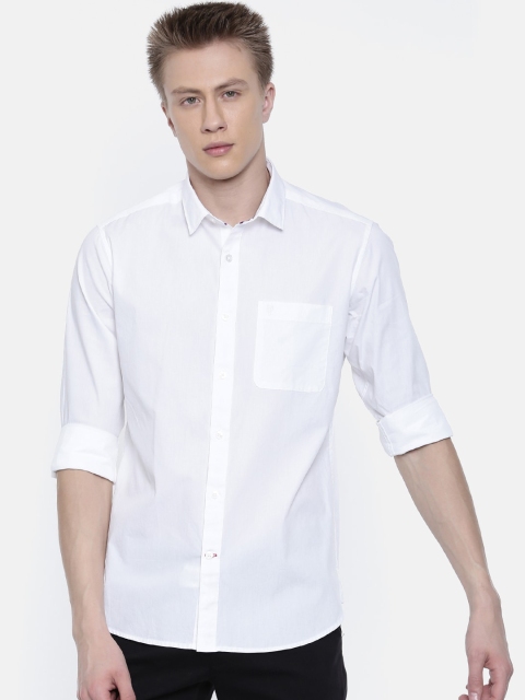 

Classic Polo Men White Slim Fit Opaque Cotton Casual Shirt