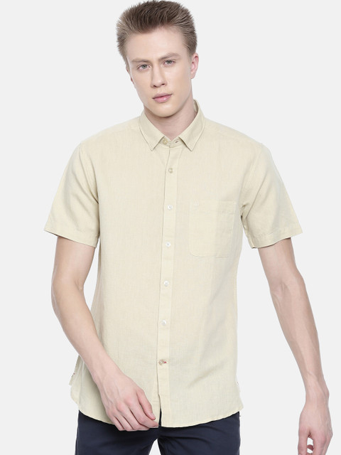 

Classic Polo Men Cream-Coloured Slim Fit Opaque Cotton Casual Shirt