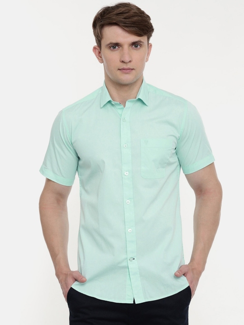

Classic Polo Men Sea Green Slim Fit Opaque Cotton Casual Shirt