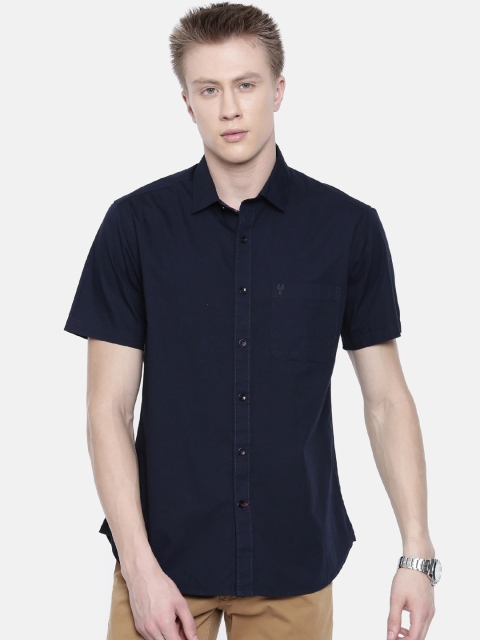 

Classic Polo Men Navy Blue Slim Fit Opaque Cotton Casual Shirt