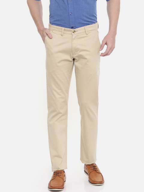 

Classic Polo Men Cream-Coloured Slim Fit Cotton Chinos Trousers