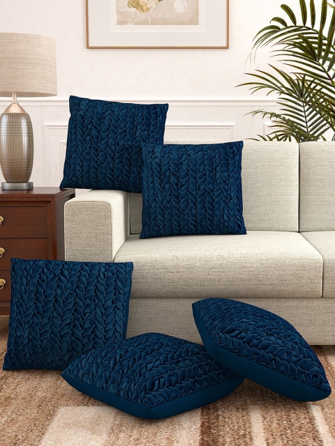 

Story@home Blue Set of 5 Quirky Velvet Square Cushion Covers