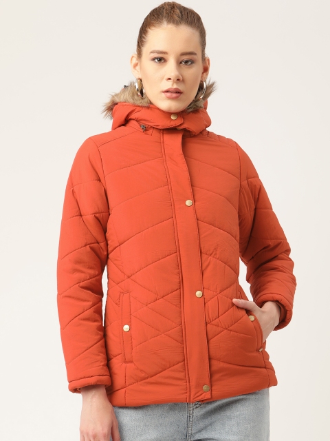 

Okane Women Red Hooded Parka Jacket