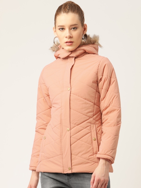 

Okane Women Peach-Coloured Hooded Parka Jacket