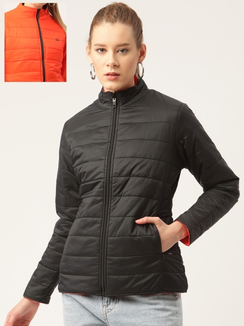 

Okane Women Black & Orange Reversible Padded Jacket