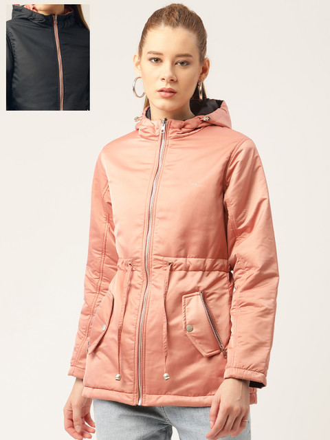 

Okane Women Dusty Pink Solid Reversible Padded Jacket
