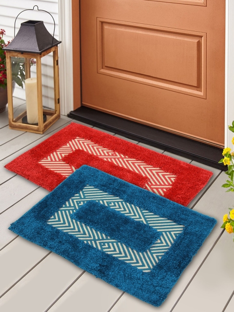 

Story@home Red & Blue Set of 2 Printed Anti-Skid Doormats