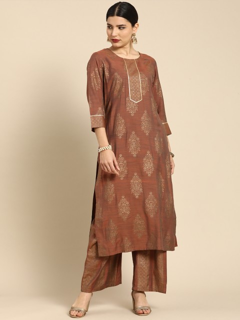 

Anouk Women Brown Ethnic Motifs Printed Regular Kurta with Palazzos